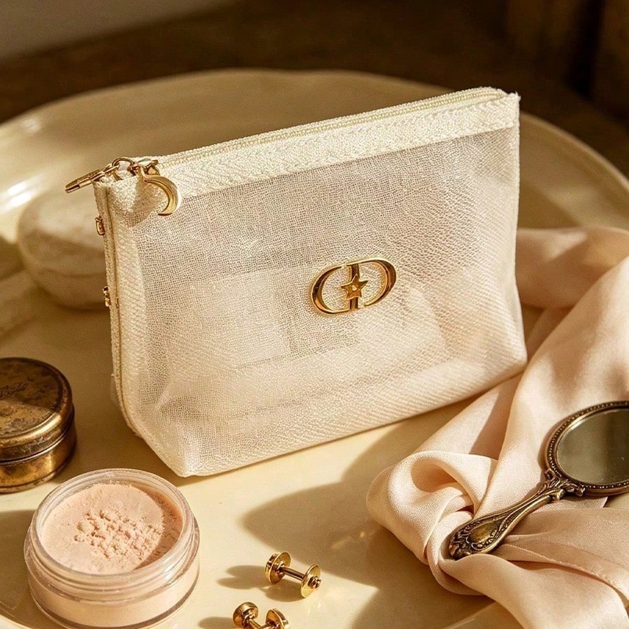 Beauty Makeup Dior - DIOR White Transparent Mesh Cosmetic Bag