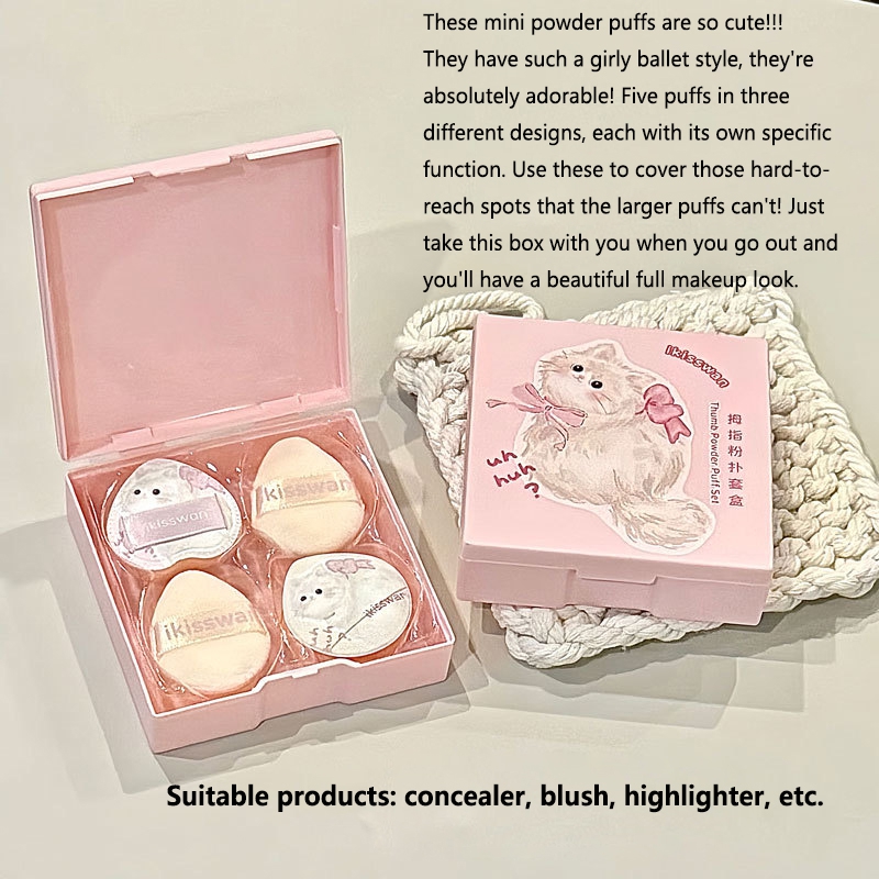 5Pcs Cute Mini Finger Puff Set - огляд і ціна Beauty Makeup Sponge